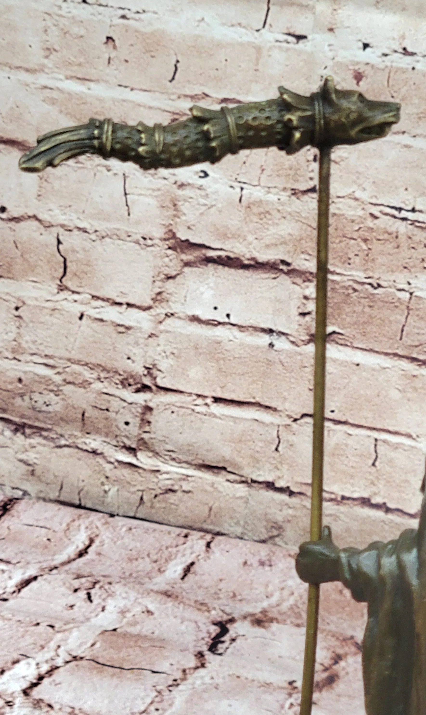 Bronze Celtic Warrior with Dragon Staff – Mythological Hero Sculpture Statue Original Art