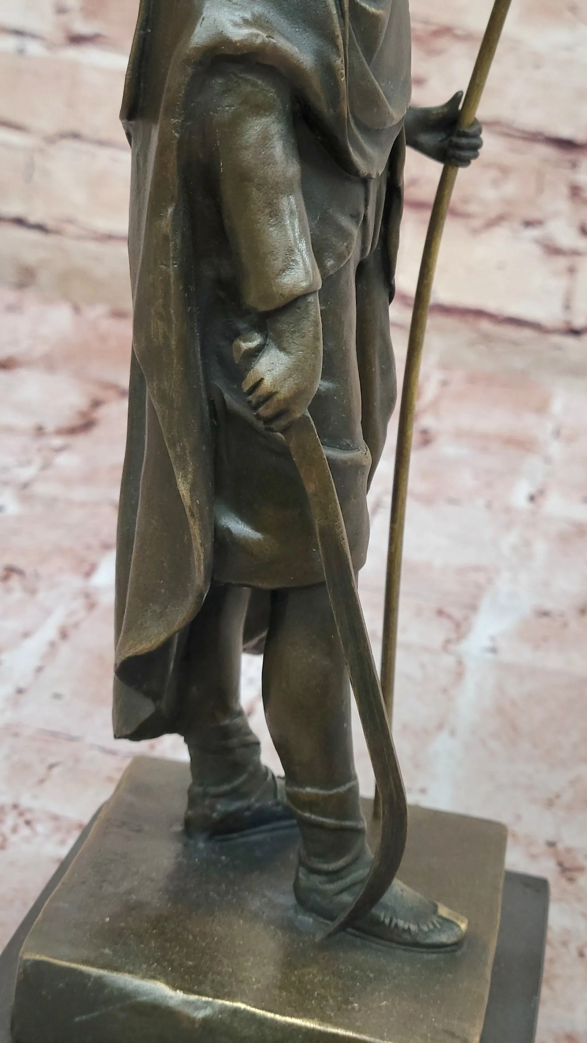 Bronze Celtic Warrior with Dragon Staff – Mythological Hero Sculpture Statue Original Art