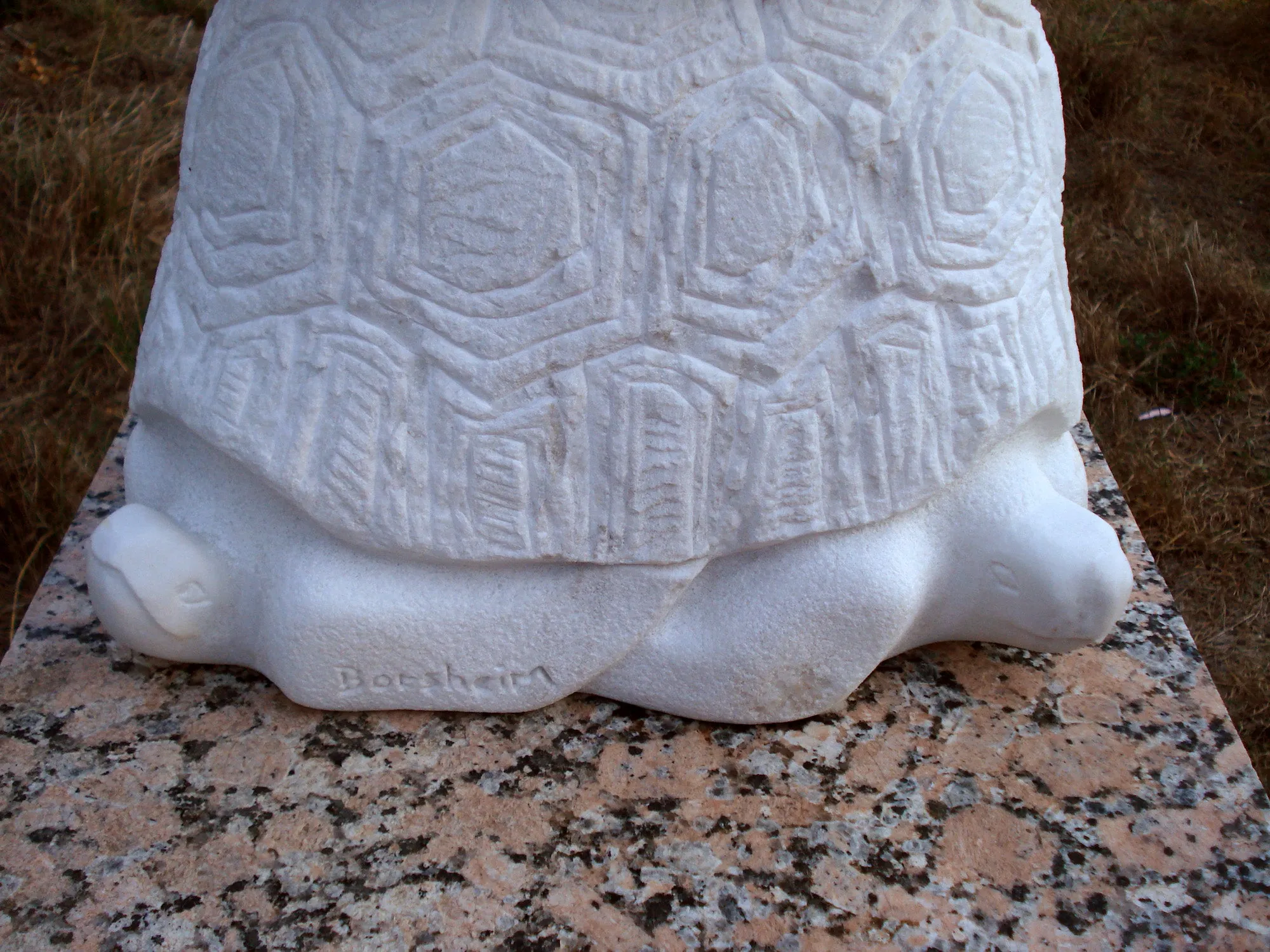Gymnast Pike Position on Four Headed Turtle Fantasy Figure Statue Marble