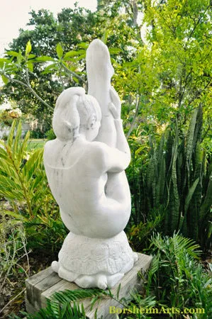 Gymnast Pike Position on Four Headed Turtle Fantasy Figure Statue Marble