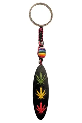 Keychain - Triple Rasta Leaf