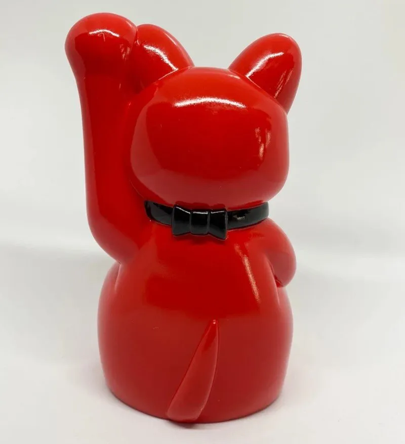 Lucky Cat Grin Convention Red Art Toy Sculpture by Ron English