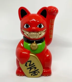 Lucky Cat Grin Convention Red Art Toy Sculpture by Ron English