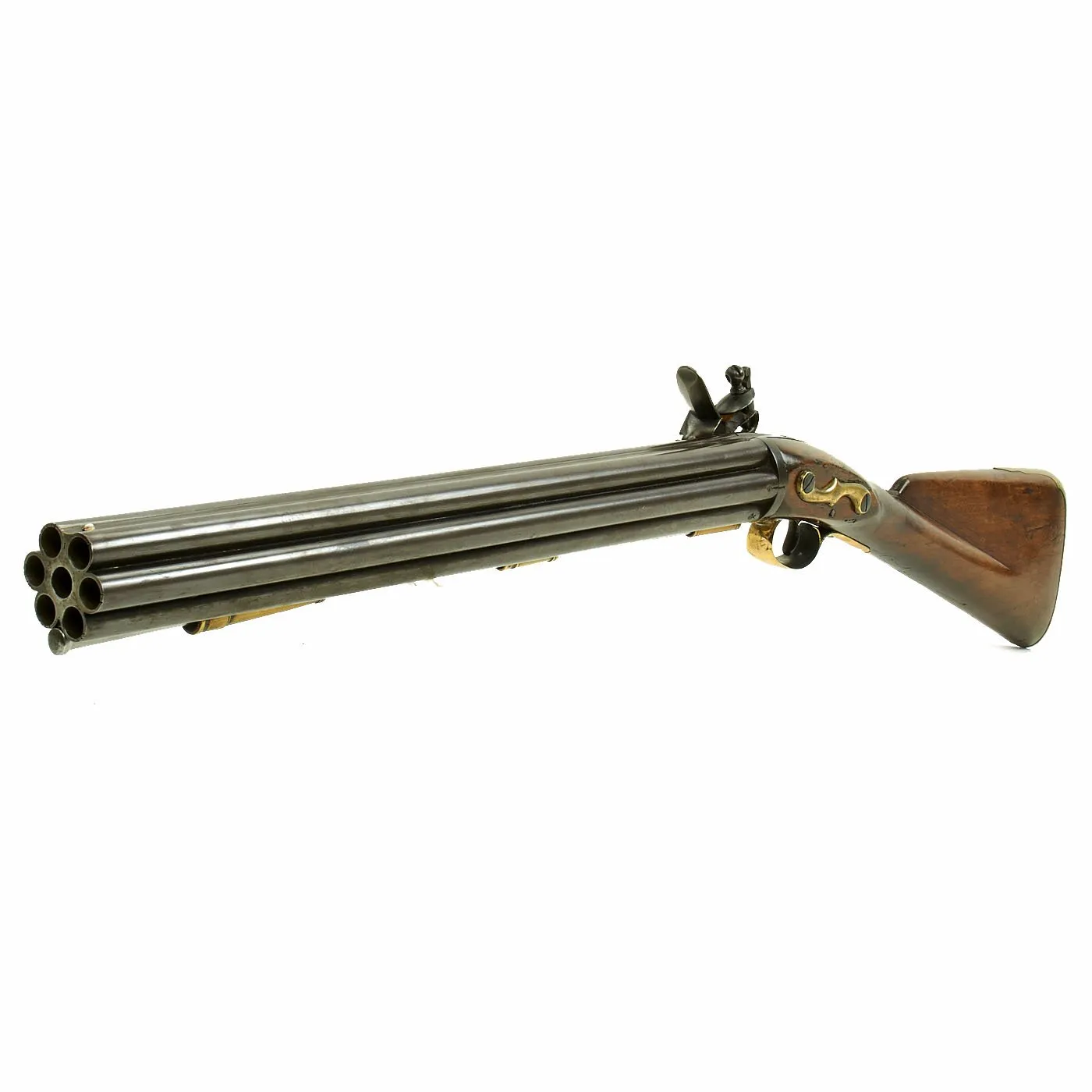 Original British Royal Navy Nock Seven Barrel Flintlock Volley Gun Circa 1780 in Excellent Condition