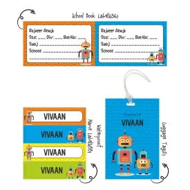 Personalised School Book Label - Robot