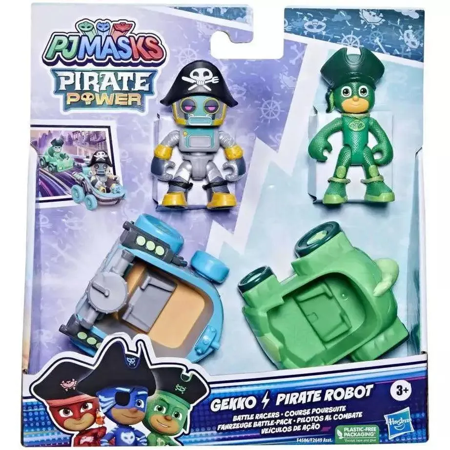 PJ Masks Pirate Power – Gekko & Pirate Robot Battle Racers Preschool Toy, Vehicle and Action Figure Set for Kids Ages 3 and Up