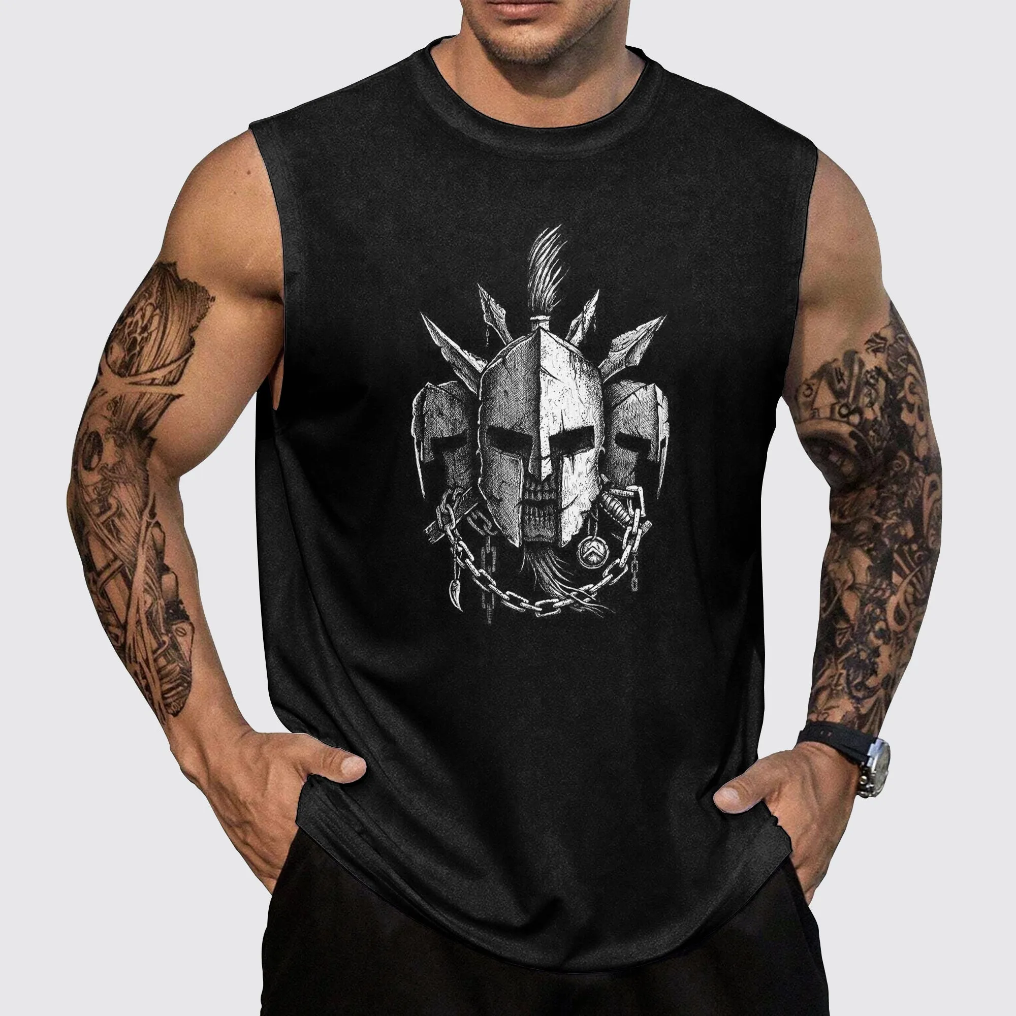 Warrior Spirit 3D Round Neck Tank Top- AA05425