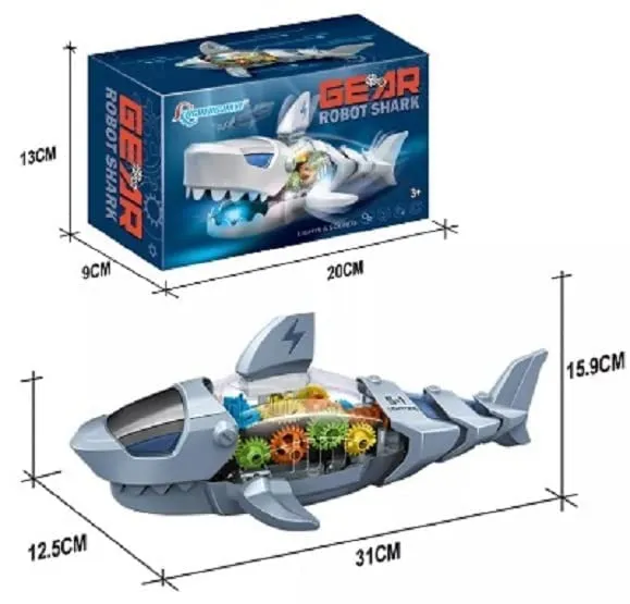 White Whale Light & Sound Educational Gear Concept Shark Bump and Go Sea Animal Model Movable Electric Shark Toy, Runs on Ground.