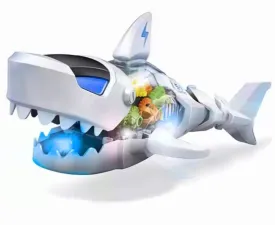 White Whale Light & Sound Educational Gear Concept Shark Bump and Go Sea Animal Model Movable Electric Shark Toy, Runs on Ground.