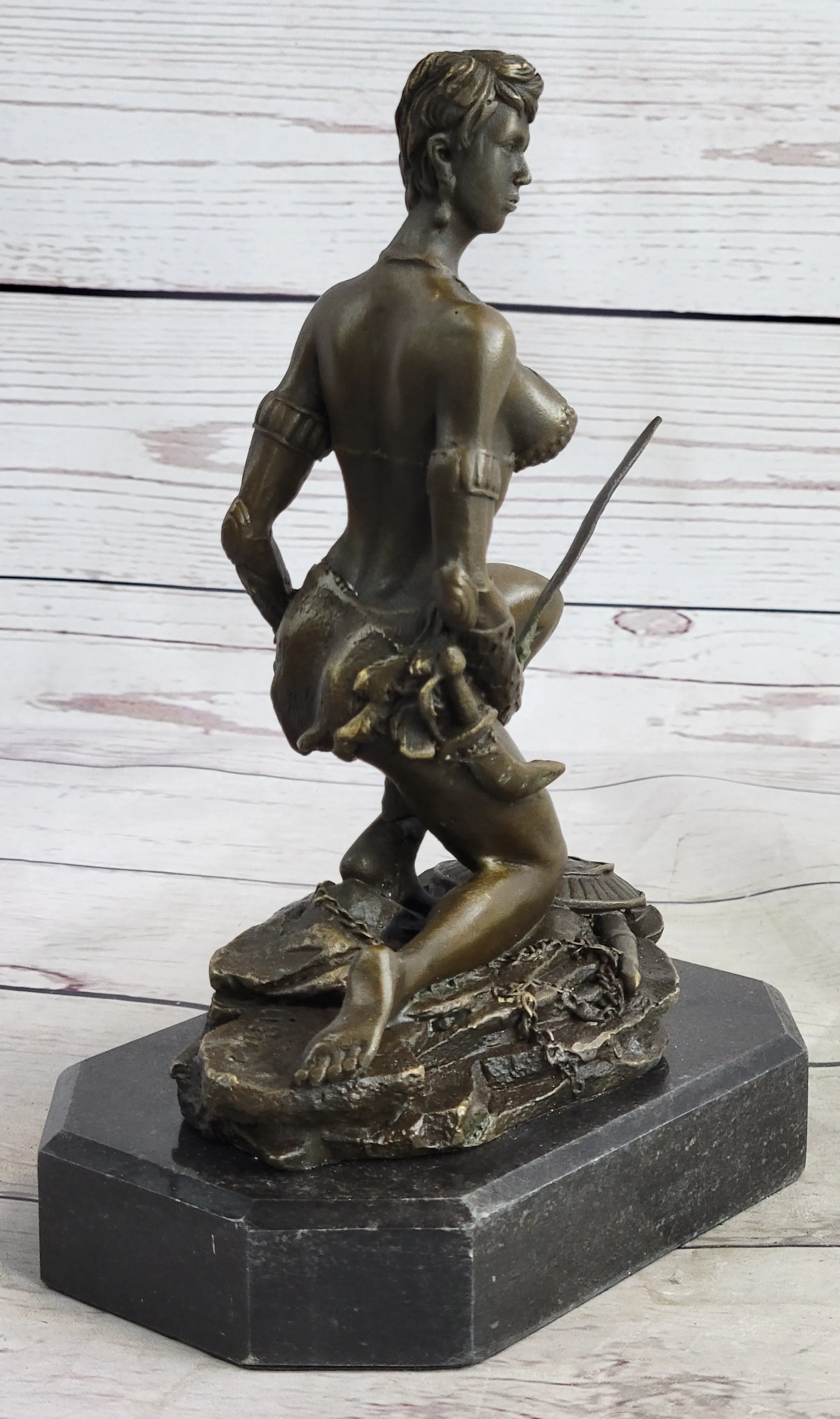 Xena Warrior Amazon Fantasy Girl Bronze Sculpture Statue Figure on Marble Base